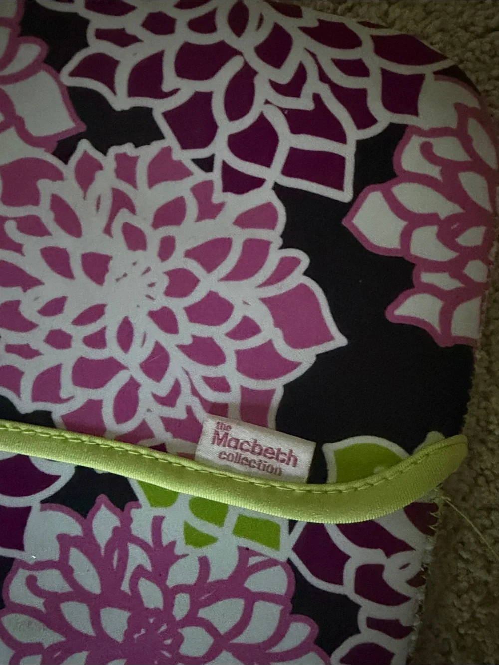 Macbeth Collection by Margaret Josephs Black Pink Lime Floral Tablet Sleeve